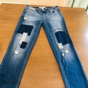 C Est. 1946 Denim distressed patchwork blue jeans